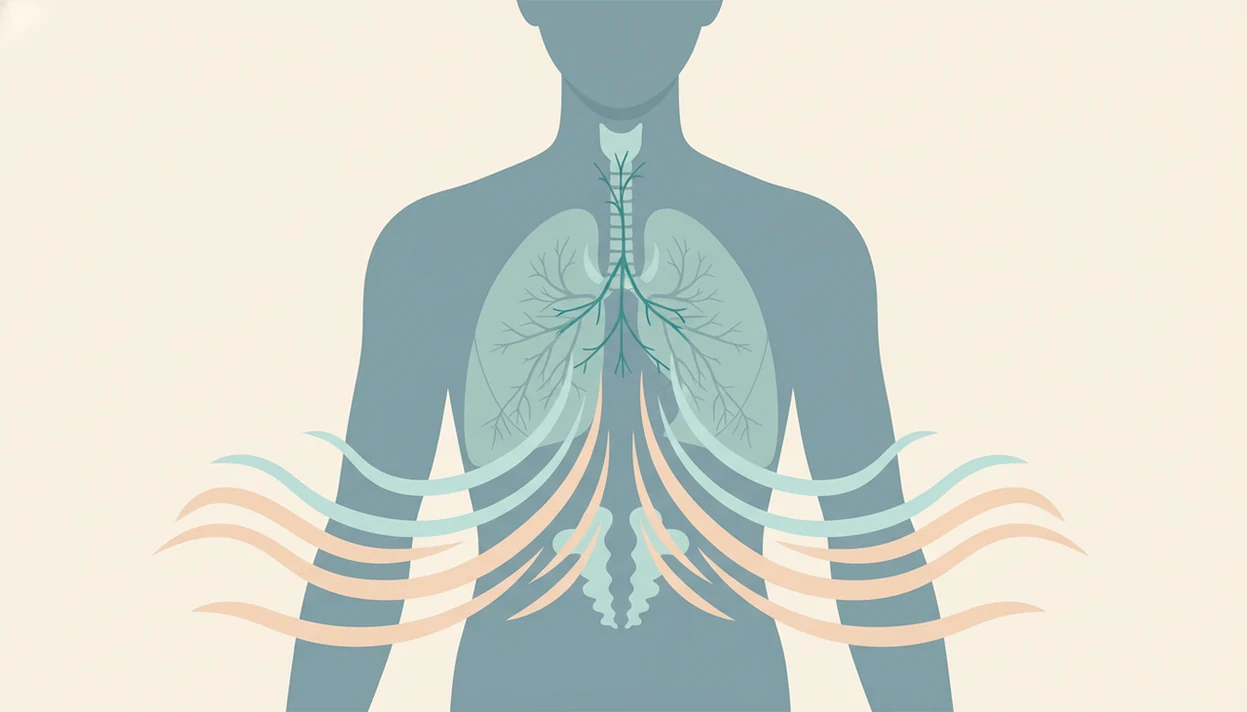 A clean diagram shows slow nasal breathing reaching the lungs and diaphragm.