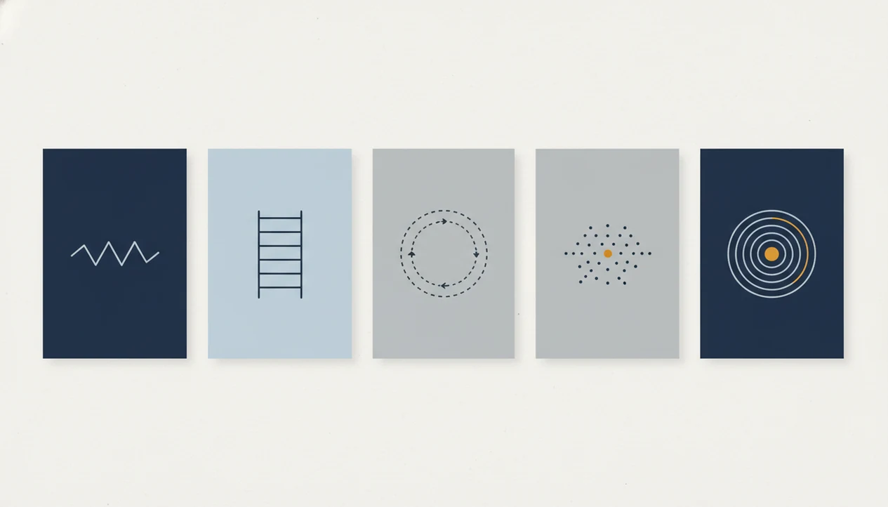 A clean icon-based comparison graphic shows five different fear of flying app types without text.